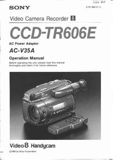 Sony CCD TR 606 E manual. Camera Instructions.